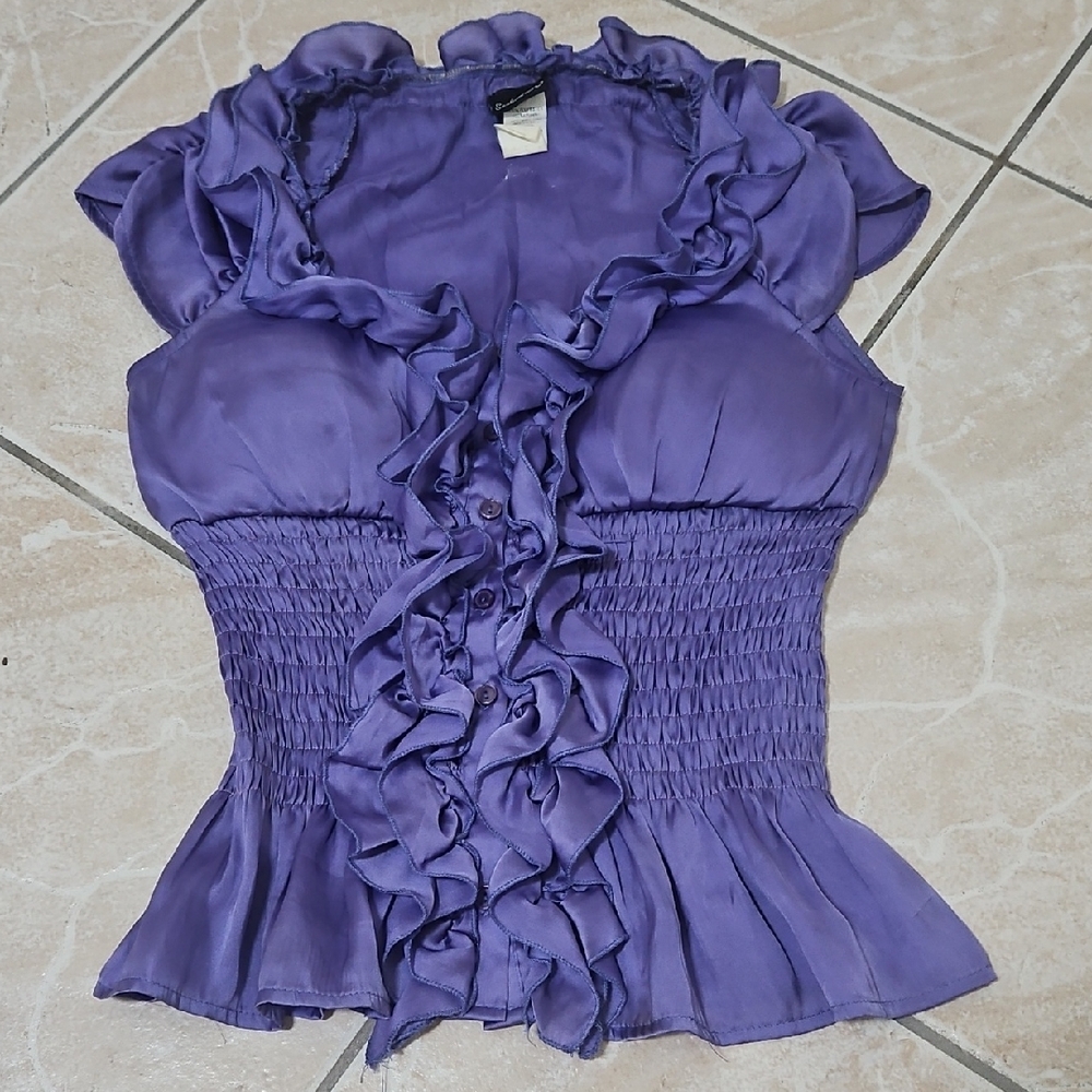 Chic Ruffled Purple Blouse